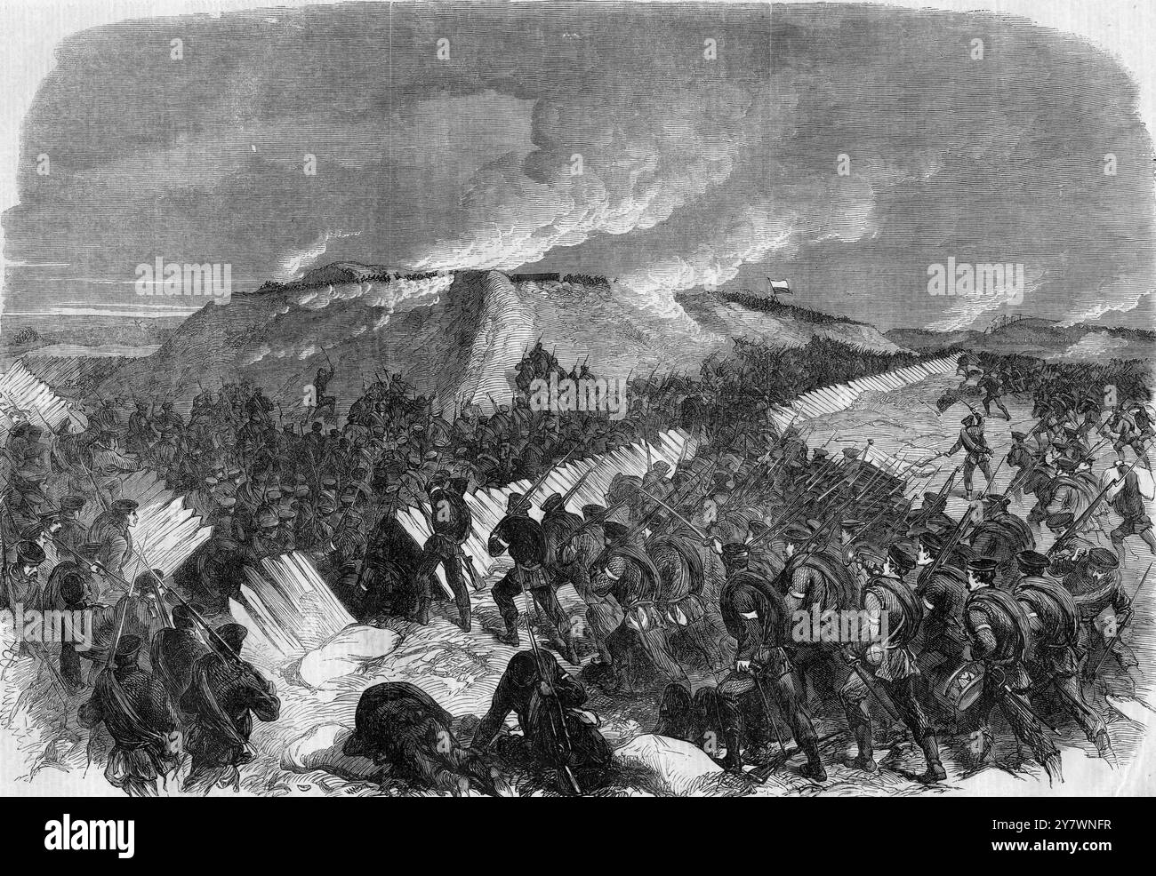 La guerra in Danimarca: L'assalto prussiano alla ridotta n. 6 a Duppel il 18 aprile 1864 ©TopFoto Foto Stock