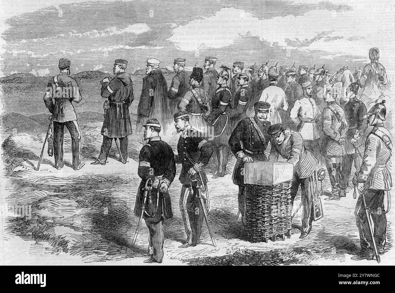 La guerra in Danimarca il principe Federico Carlo e il personale che diressero l'assalto a Duppel - 1864 Foto Stock