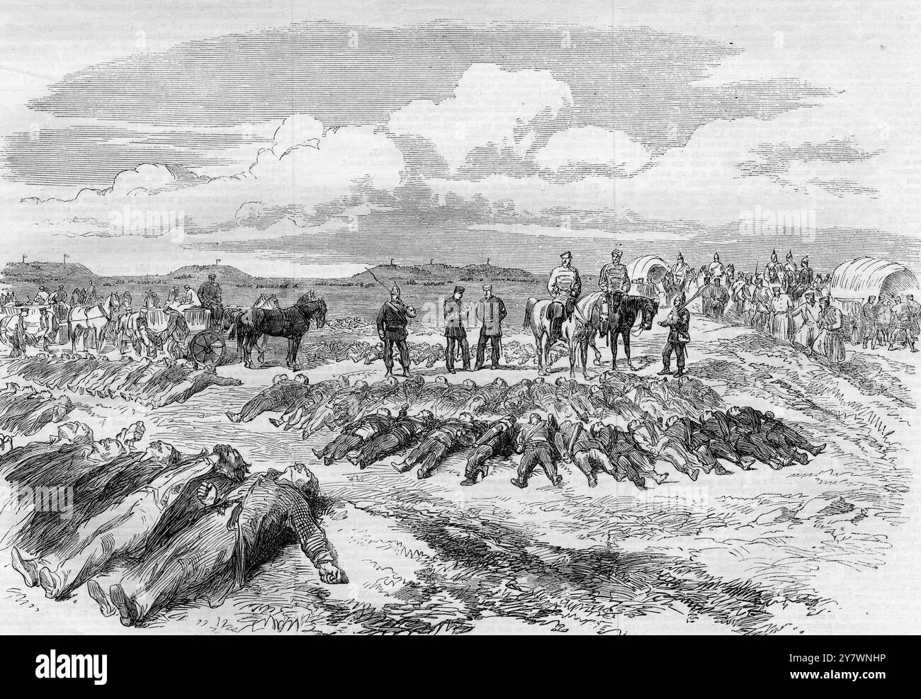 Raccogliere i morti prussiani e danesi dopo la battaglia del 18 aprile 1864 ©TopFoto Foto Stock