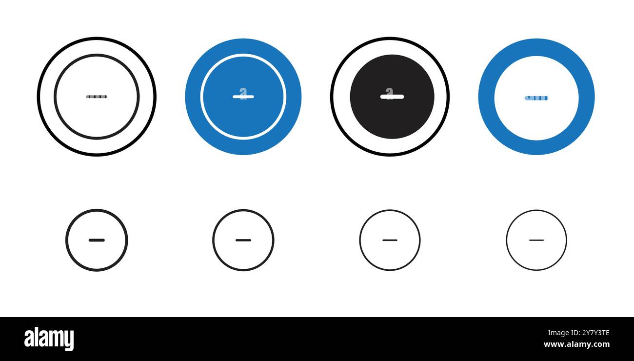 Icona meno (2) vettore grafico linea nera in bianco e nero segno di raccolta set contorno Illustrazione Vettoriale