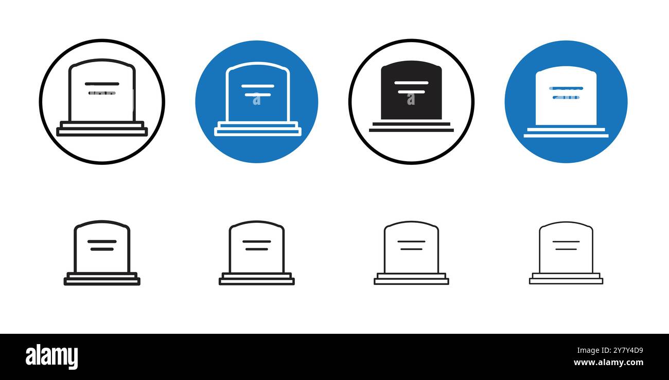 Icona di Tombstone grafica con linea nera e insegna della collezione in bianco e nero Illustrazione Vettoriale