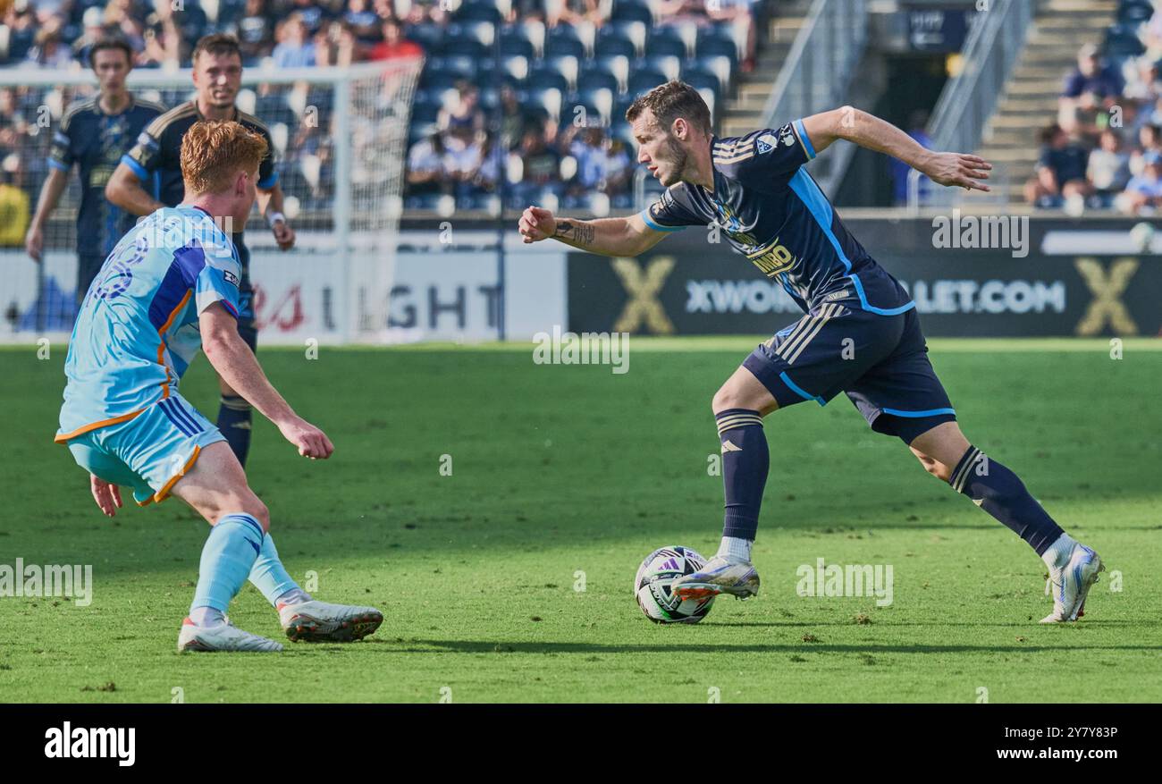 CHESTER, PA, USA - 25 AGOSTO 2024: Partita della Leagues Cup tra Philadelphia Union e Colorado Rapids a Subaru Park. ***SOLO PER USO EDITORIALE*** Foto Stock