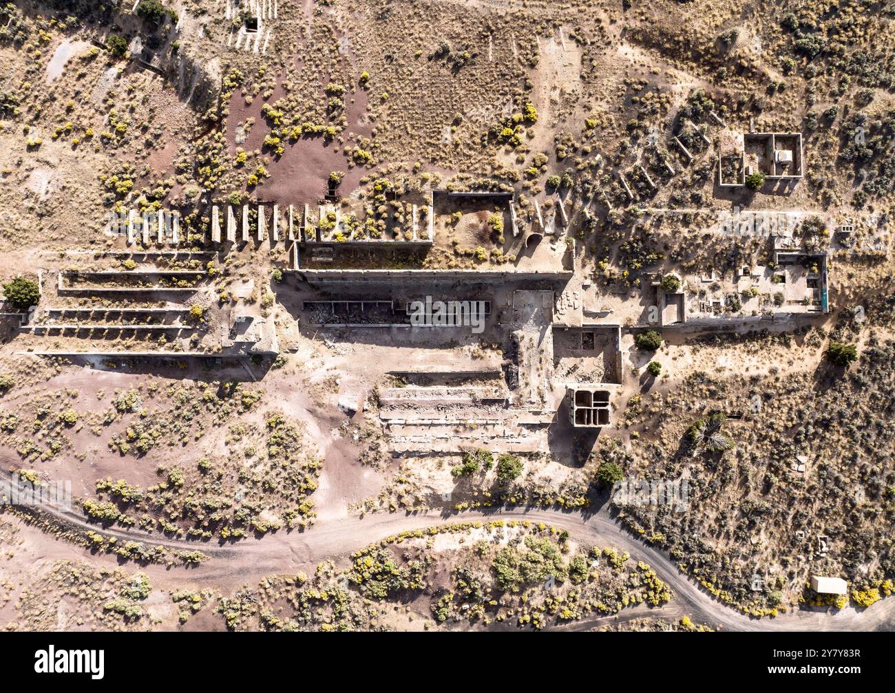 Vista aerea con drone della fonderia Tintic a Silver City, Utah, USA Foto Stock