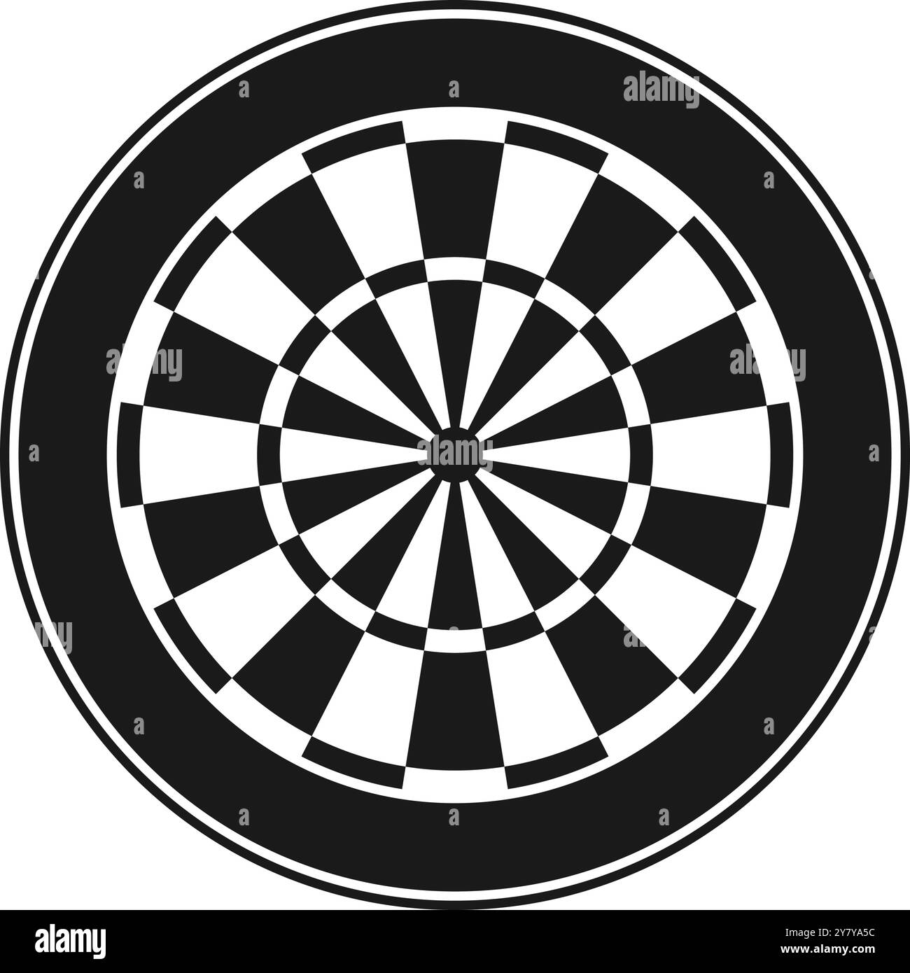 Icona del tabellone per un gioco di freccette in bianco e nero vettoriali Illustrazione Vettoriale