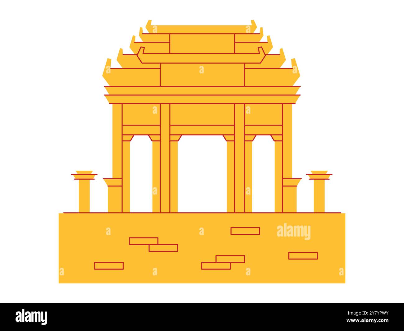 Tempio cinese santuario luogo sacro viaggio religioso buddista cinese concetto di design architettonico e icona Illustrazione Vettoriale