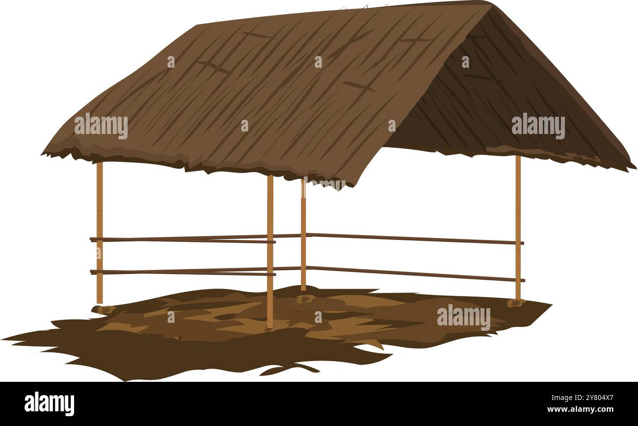 Illustrazione vettoriale del villaggio indiano isolata su sfondo bianco Illustrazione Vettoriale