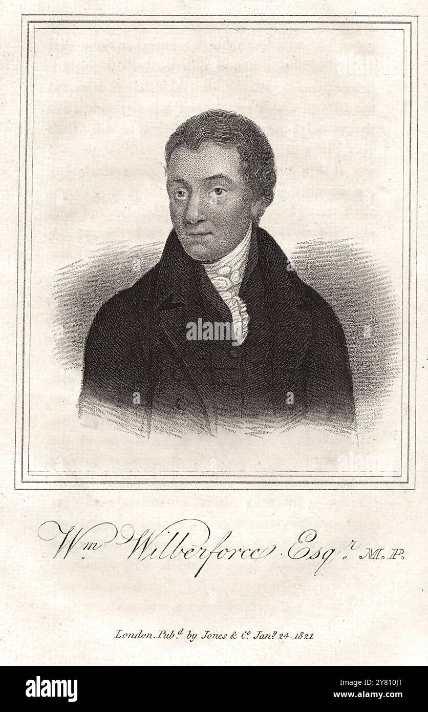 William Wilberforce (1759-1833) incisione colorata a mano 1821 Foto Stock