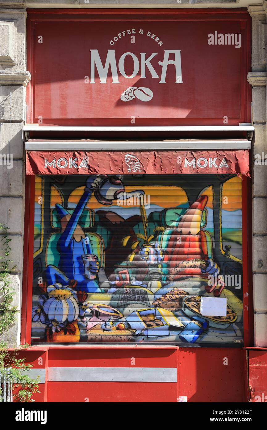 Caffè e birra Moka bar a Bruxelles, Belgio. Foto Stock