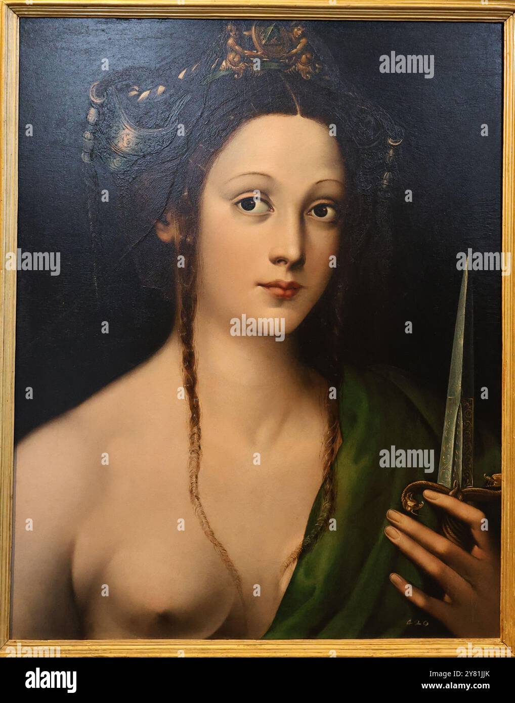 Pittura di Lucrezia, Leonardo Grazia detto Leonardo da Pistola, XVI secolo, Galleria Borghese, Villa Borghese, Roma, Italia Foto Stock