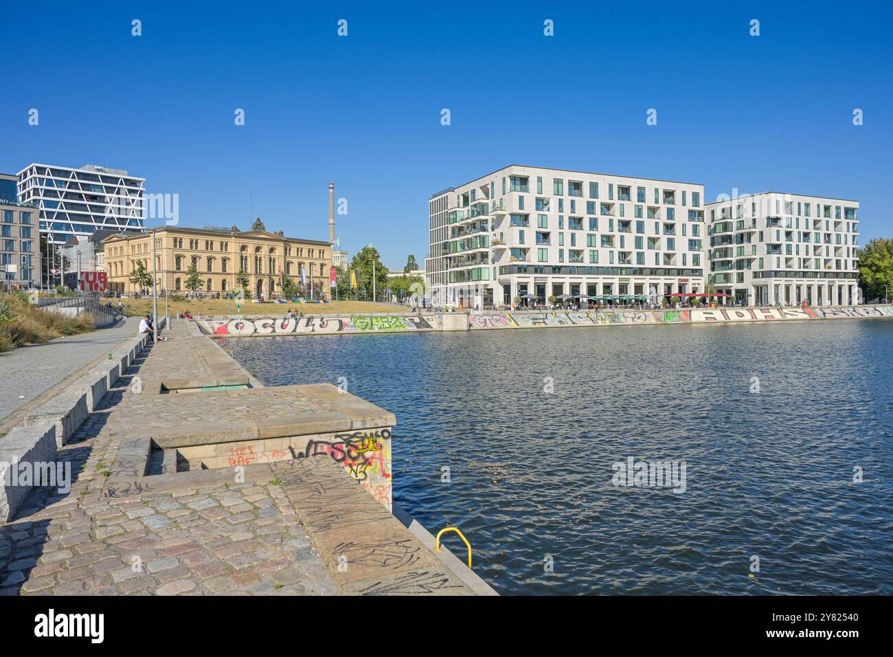 Neubauten, Wohnhaus am Humboldthafen, Hilda-Geiringer-Weg, Mitte, Berlino, Germania Foto Stock