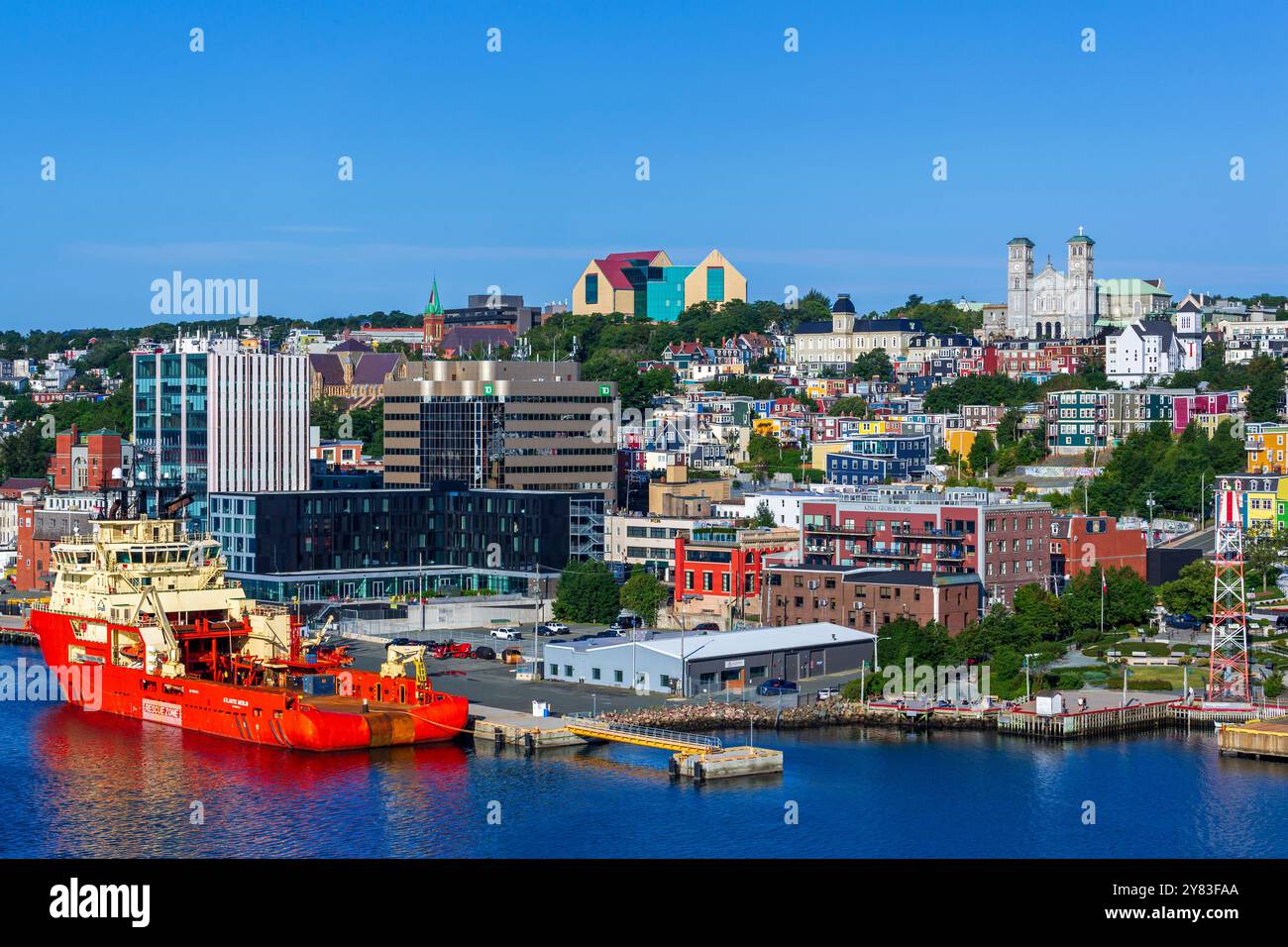 Nave di rifornimento per piattaforme petrolifere, St. John's, Terranova, Canada Foto Stock