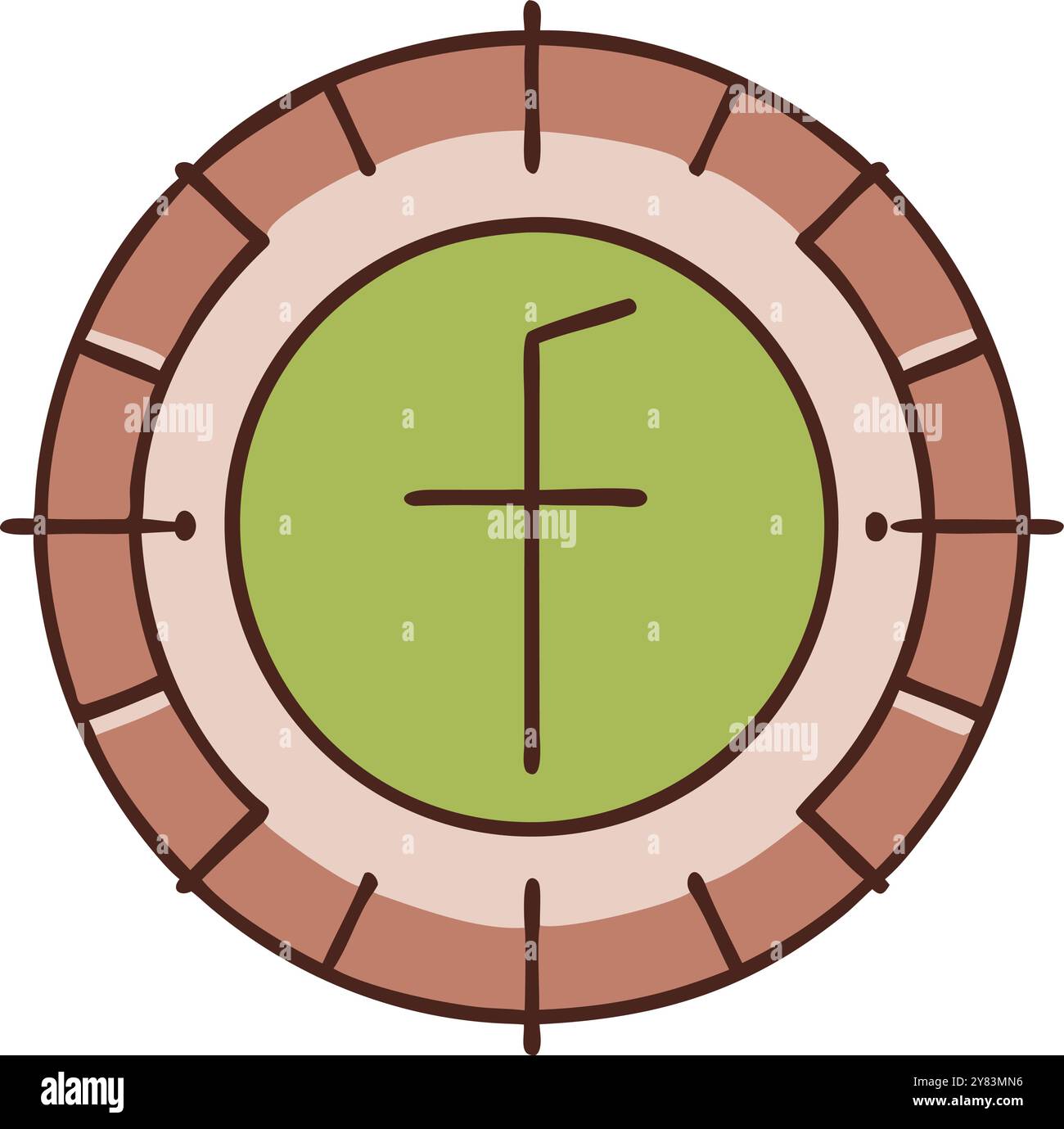 Icona circolare con una F stilizzata al centro. circondato da un motivo simile a un mattone. Perfetto per il branding. siti web. e app. Illustrazione Vettoriale