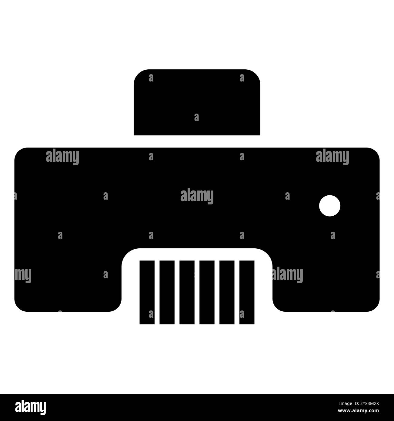 Icona vettoriale a linea sottile del tritadocumenti isolata su sfondo bianco. Profilo macchina trinciatrice e segno vettoriale pieno. Distruzione dei documenti. Carta SH Illustrazione Vettoriale