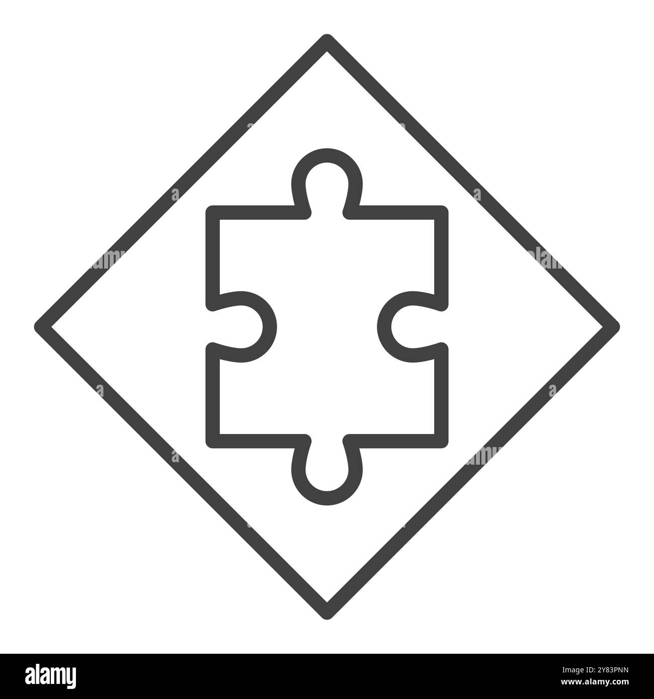 Icona lineare o simbolo del concetto vettoriale minimale dei pezzi del puzzle Illustrazione Vettoriale