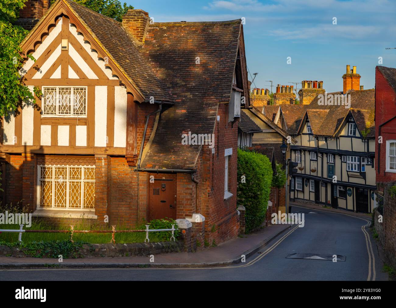Case a High St, Aylesford, Kent a Sunset Foto Stock
