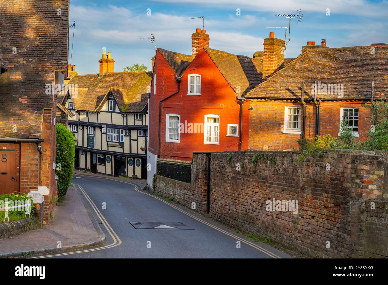 Case a High St, Aylesford, Kent a Sunset Foto Stock