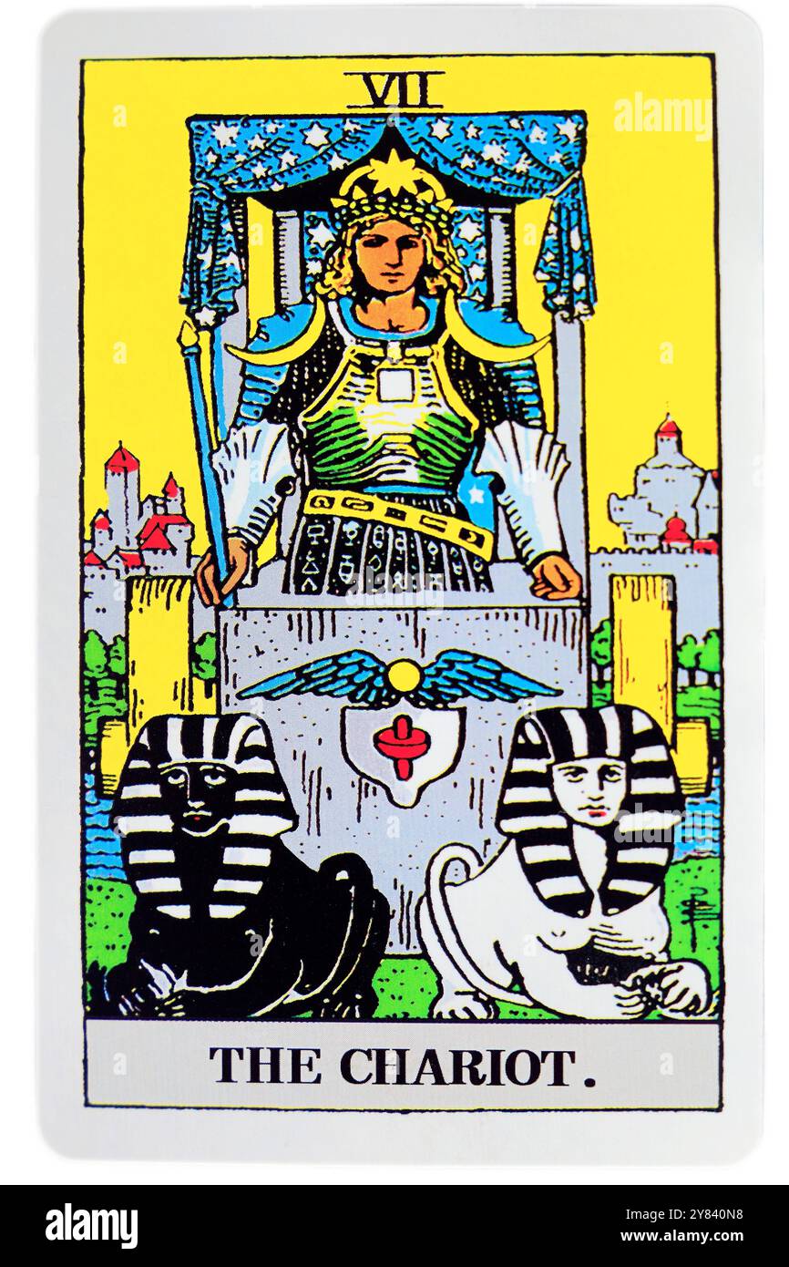 Tarot Card - The Chariot - allestimento studio. Foto Stock