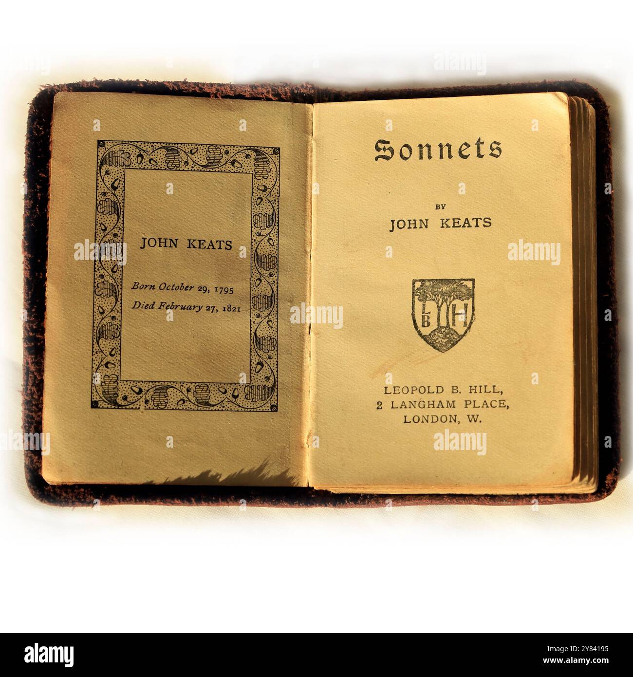 Aprire le pagine del titolo della configurazione dello studio "Sonetti" di John Keats. Foto Stock