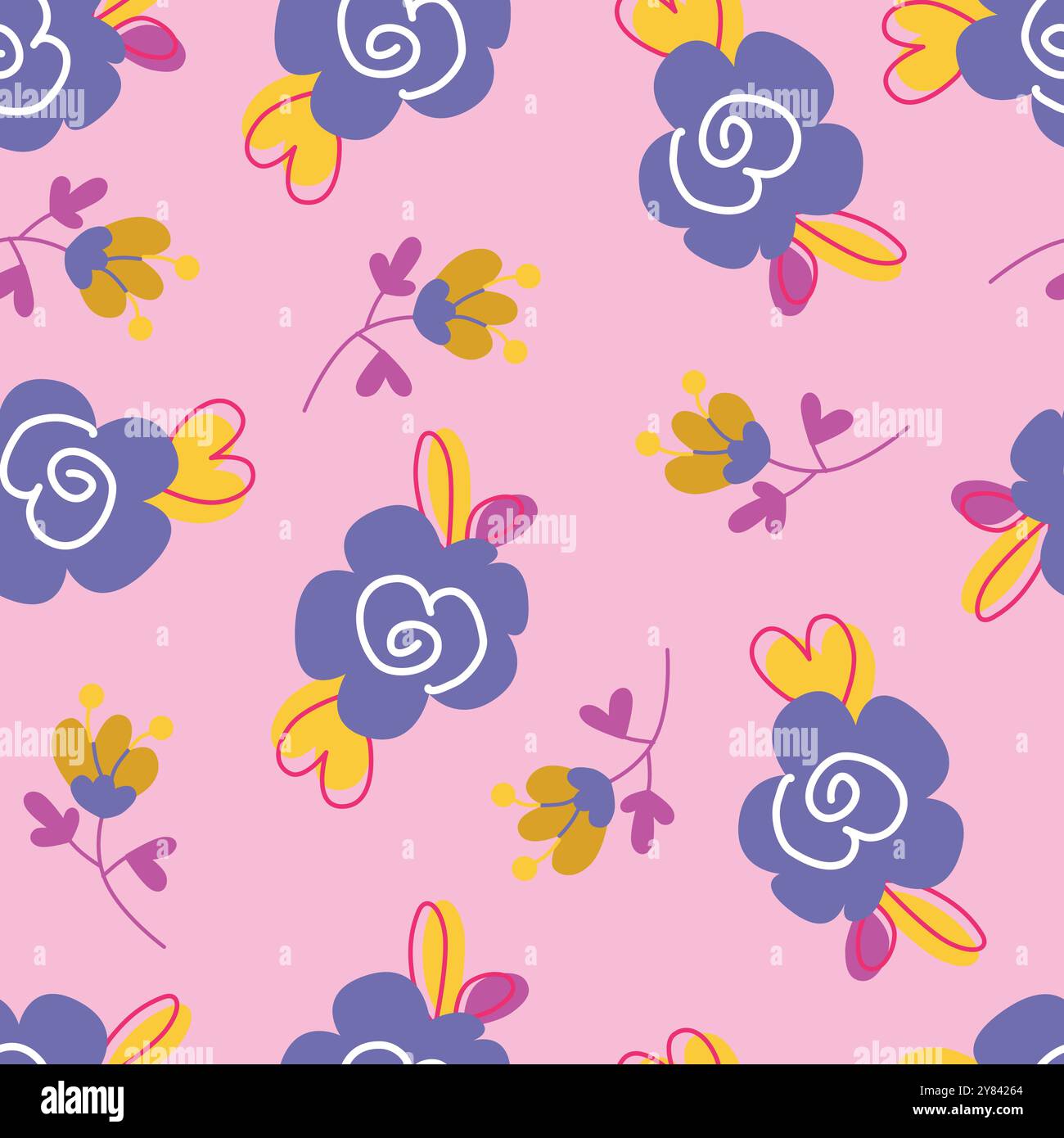 Motivo floreale senza cuciture per bambina. Motivo rosa bambino con fiori per tessuti, carte da parati, graziosi ornamenti femminili senza cuciture. Carino V Illustrazione Vettoriale