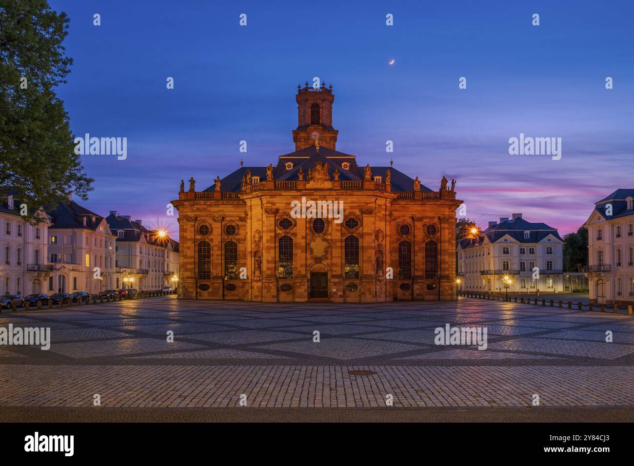 Vista della Ludwigskirche a Saarbruecken, Germania, Europa Foto Stock