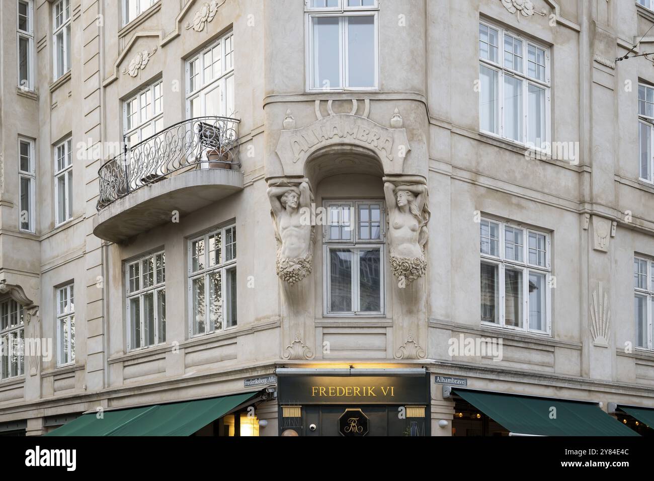 Ristorante Frederik vi, facciata Art Nouveau, edificio Art Nouveau, Frederiksberg alle, Copenhagen, Danimarca, Europa Foto Stock