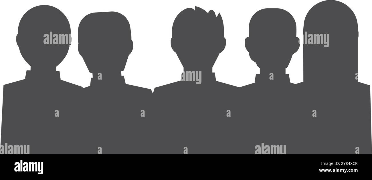 La gente testa le silhouette nere. Icona audience Crowd Illustrazione Vettoriale