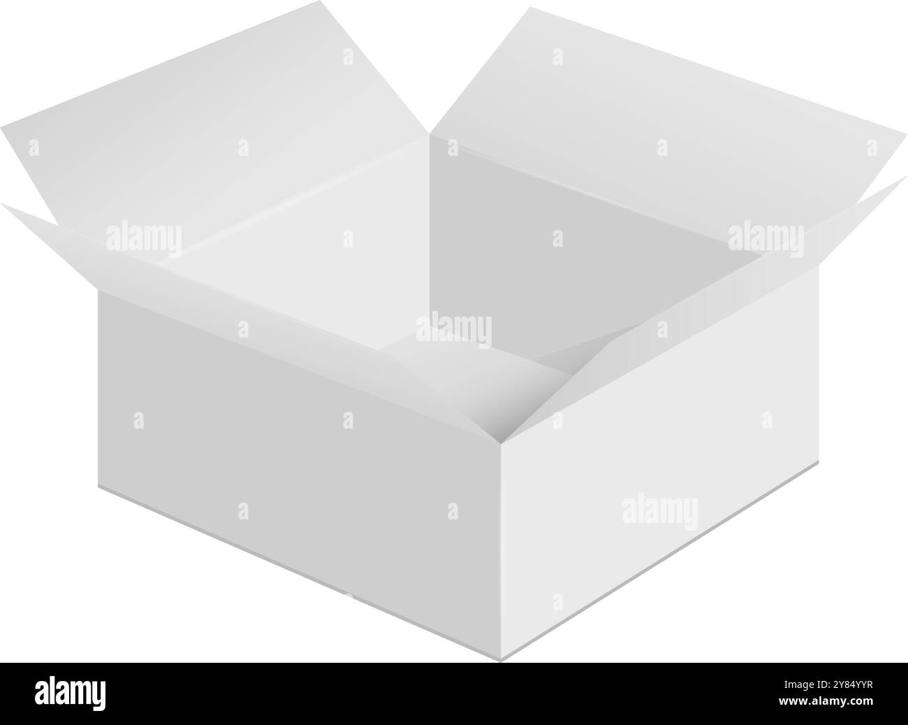 Aprire il mockup della scatola di carta. Contenitore bianco realistico Illustrazione Vettoriale