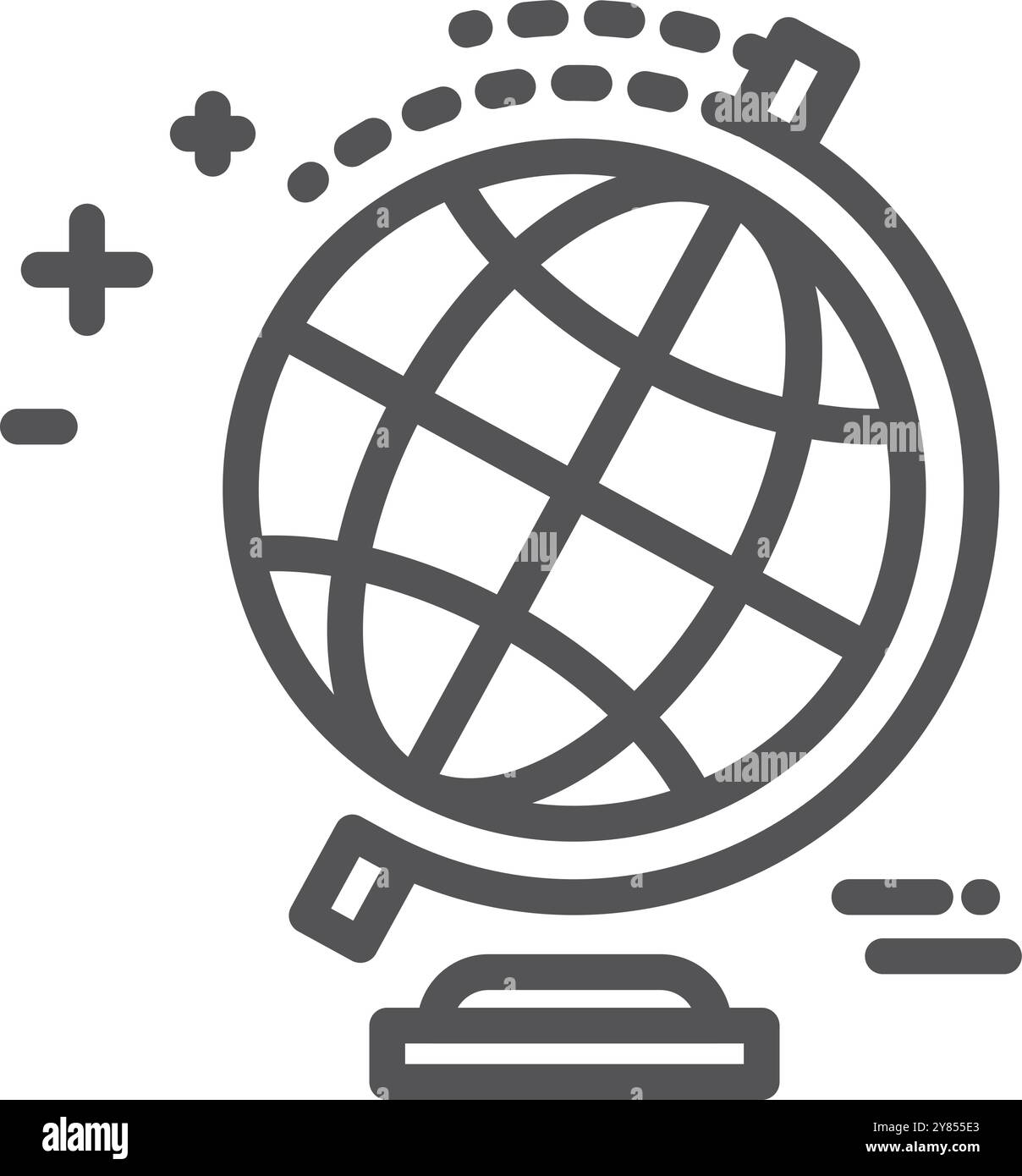 Icona della linea del globo scolastico. Simbolo della lezione di geografia Illustrazione Vettoriale
