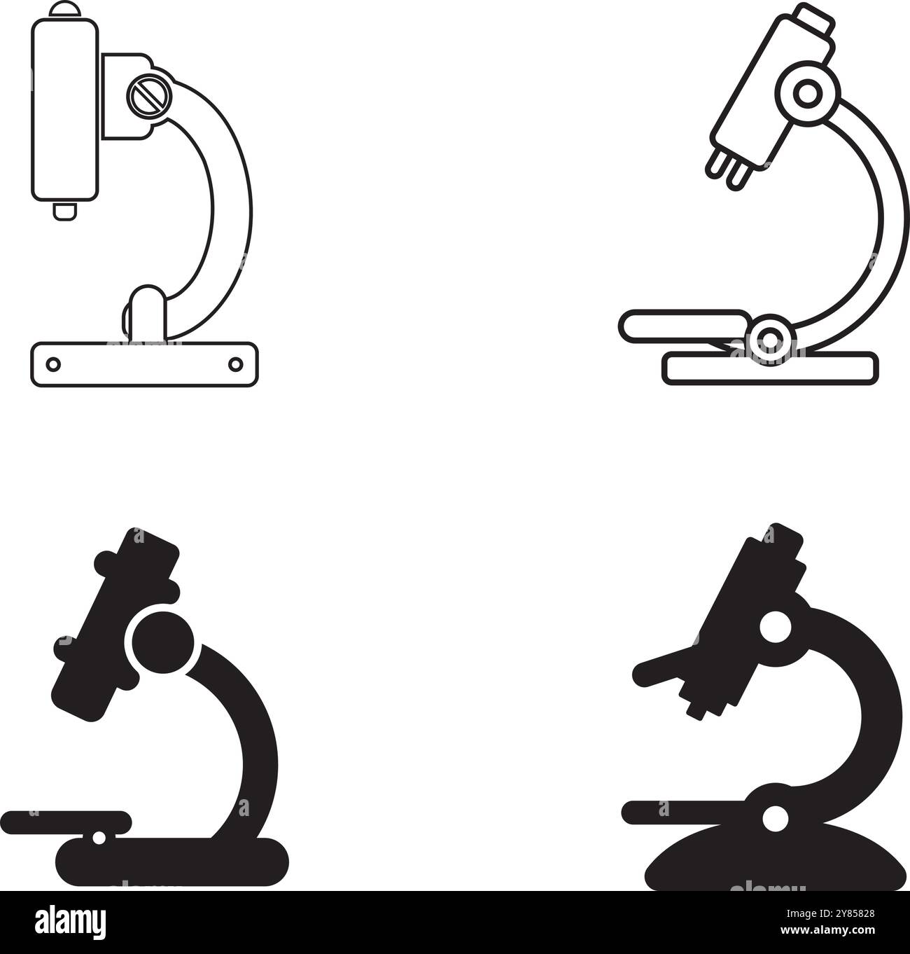 disegno del logo dell'illustrazione vettoriale dell'icona del microscopio Illustrazione Vettoriale