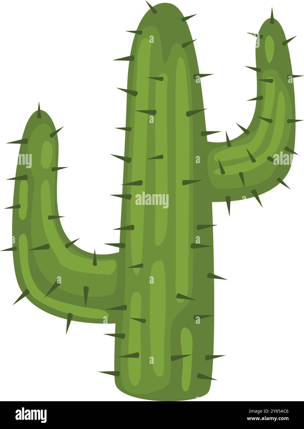 Icona dei cartoni animati Cactus. Coltivazione di una pianta desertica verde Illustrazione Vettoriale