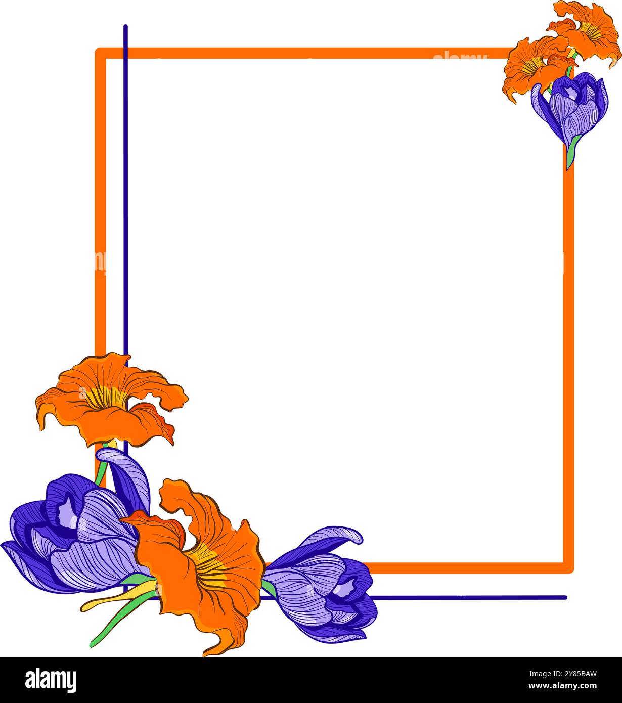 Cornice geometrica floreale con illustrazione vettoriale a croci e ginocchia Illustrazione Vettoriale
