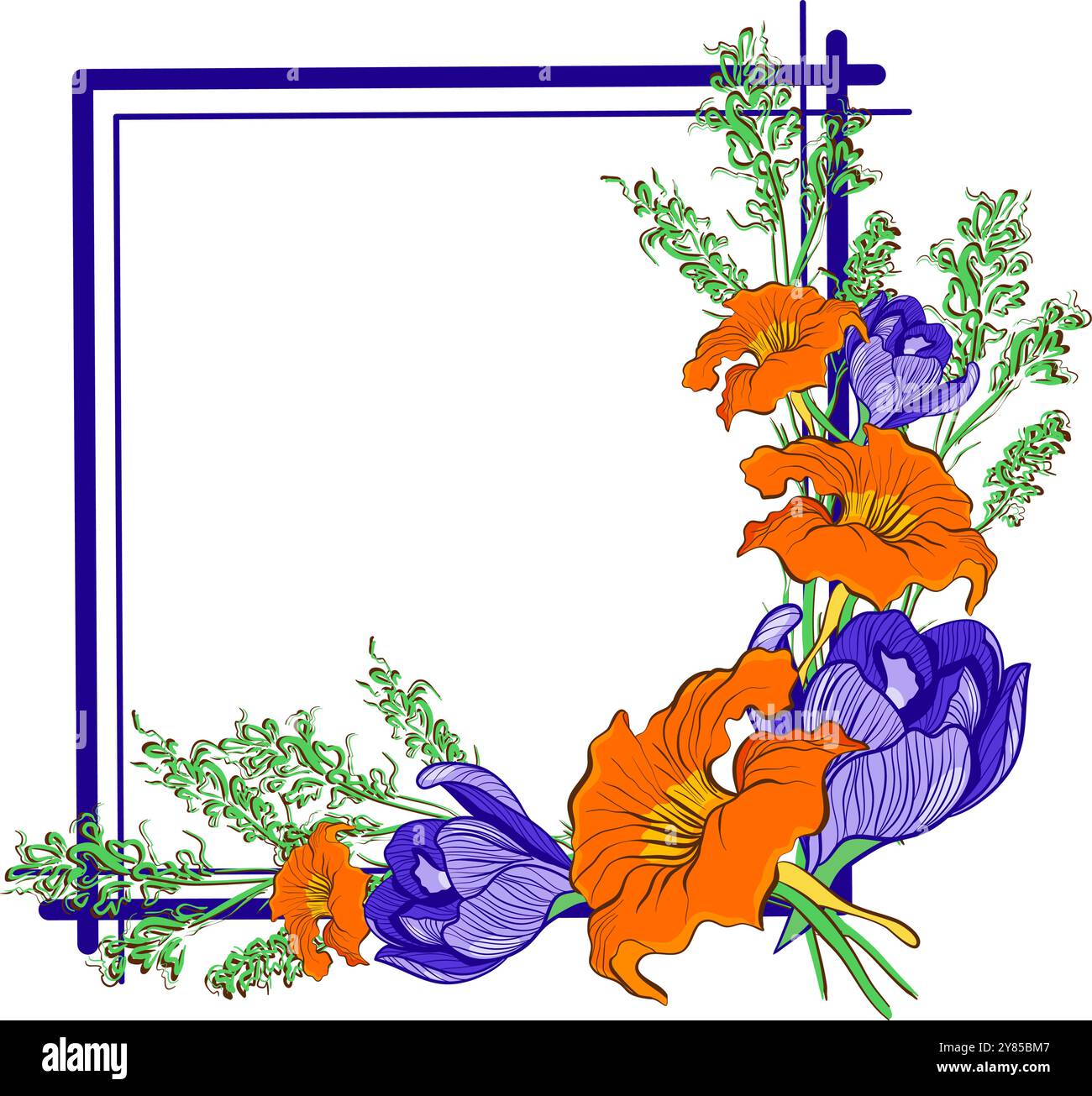 Biglietto d'auguri decorativo floreale con illustrazione vettoriale a croci e ginocchia Illustrazione Vettoriale