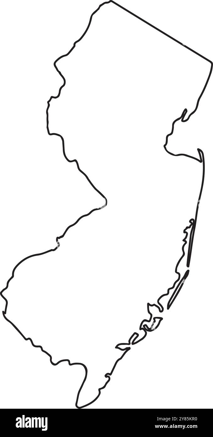 Disegno dell'illustrazione vettoriale della mappa della contea del New Jersey Illustrazione Vettoriale