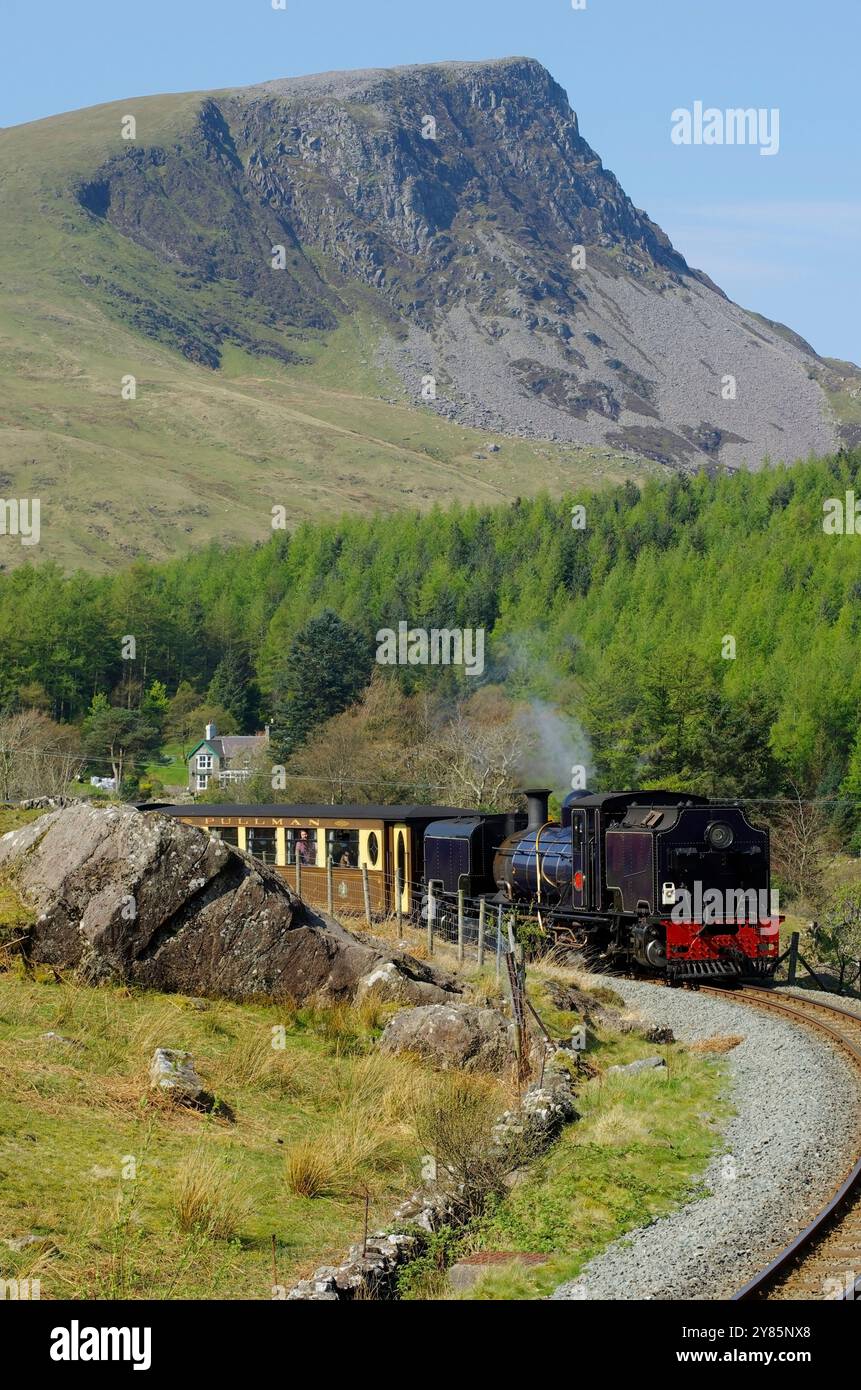 Garret Steam Locomotive, Welsh Highland Railway, Rhyd DDU, North West, Wales, Foto Stock