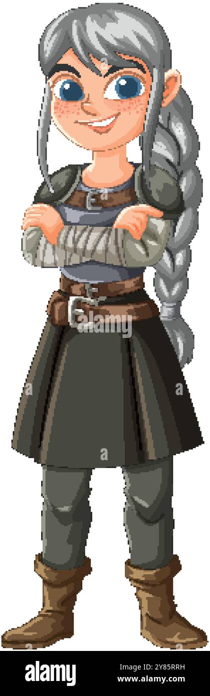 Un guerriero coraggioso con i capelli intrecciati Illustrazione Vettoriale Un guerriero coraggioso con i capelli intrecciati Illustrazione Vettoriale