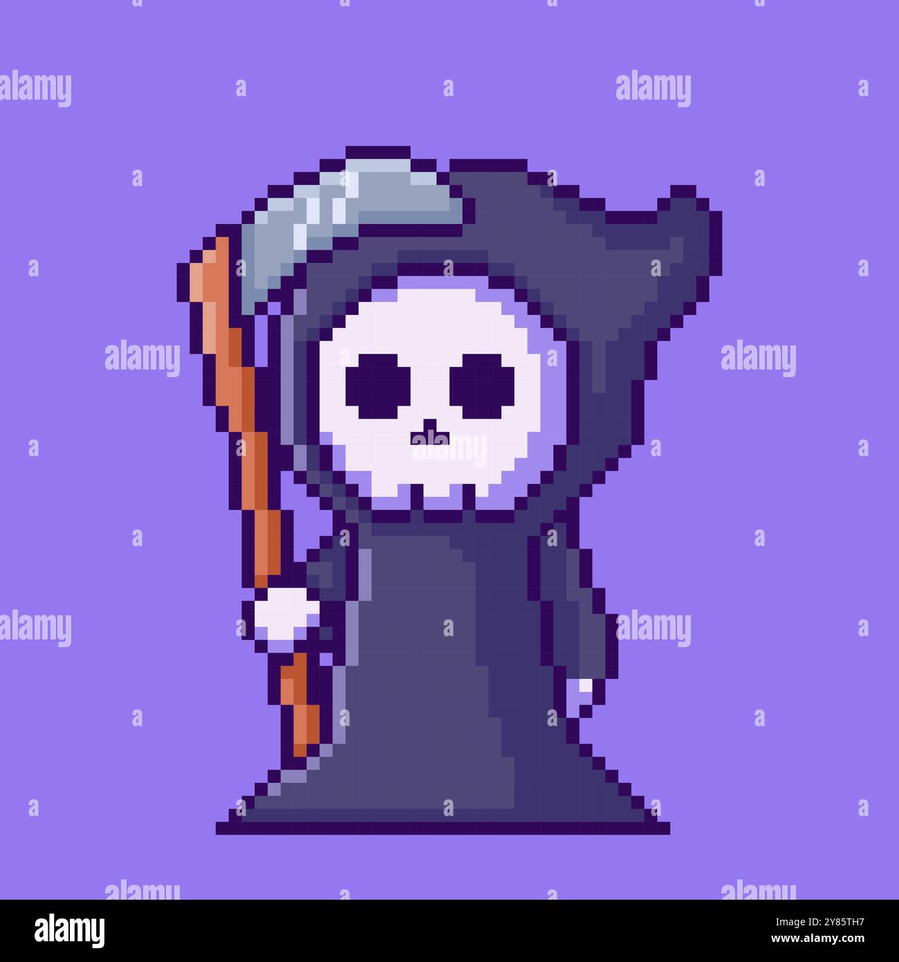 Pixel art grazioso design delle risorse di gioco Grim Reaper Illustrazione Vettoriale