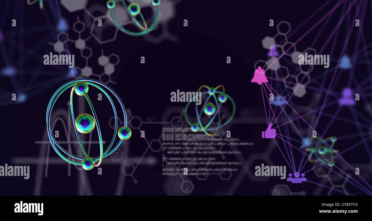 Immagine dell'elaborazione di dati scientifici su sfondo scuro Foto Stock