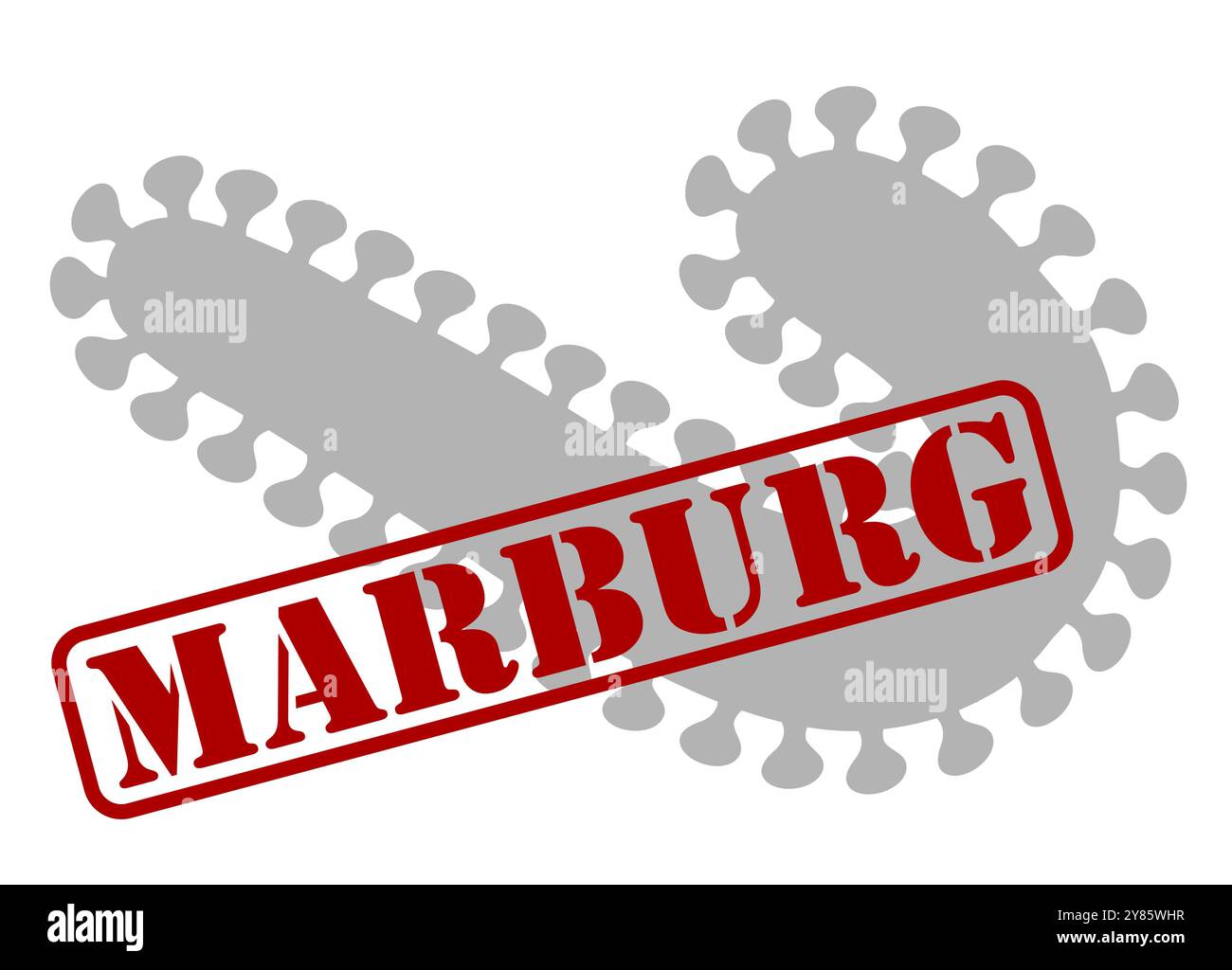 Illustrazione vettoriale del virus Marburg con timbro di testo rosso Foto Stock