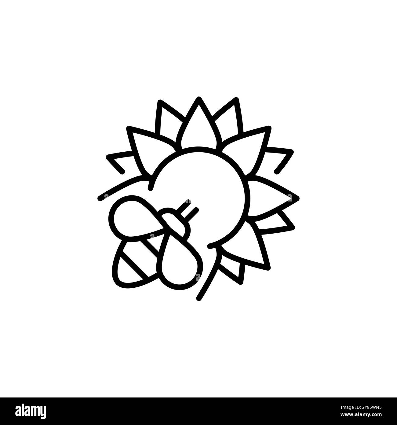 Ape con l'icona girasole Illustrazione Vettoriale