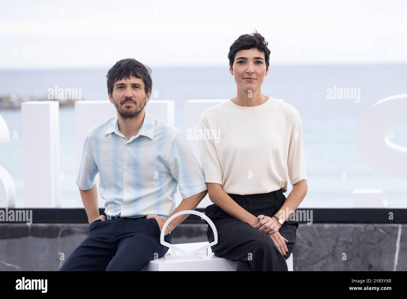 Donostia San Sebastian, Spagna. 25 settembre 2024. Pedro Martín Calero e Isabel Peña partecipano al Photocall "El Llanto" durante il 72° Festival Internazionale del Cinema di San Sebastian al Palazzo Kursaal di Donostia-San Sebastian. (Foto di Nacho Lopez/SOPA Images/Sipa USA) credito: SIPA USA/Alamy Live News Foto Stock