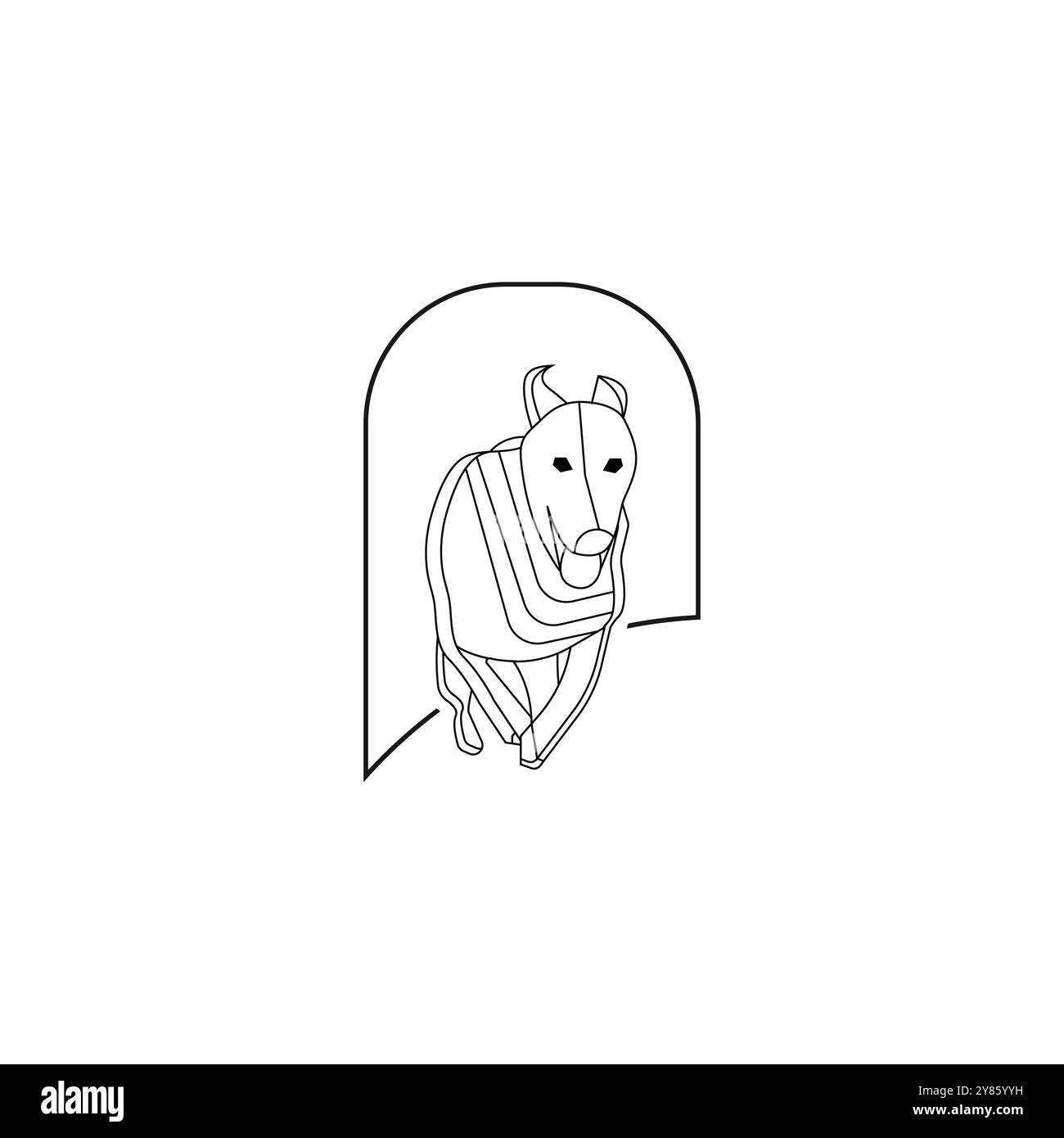 Disegno del profilo del vettore del cane che esegue il vettore del contorno del cane Illustrazione Vettoriale