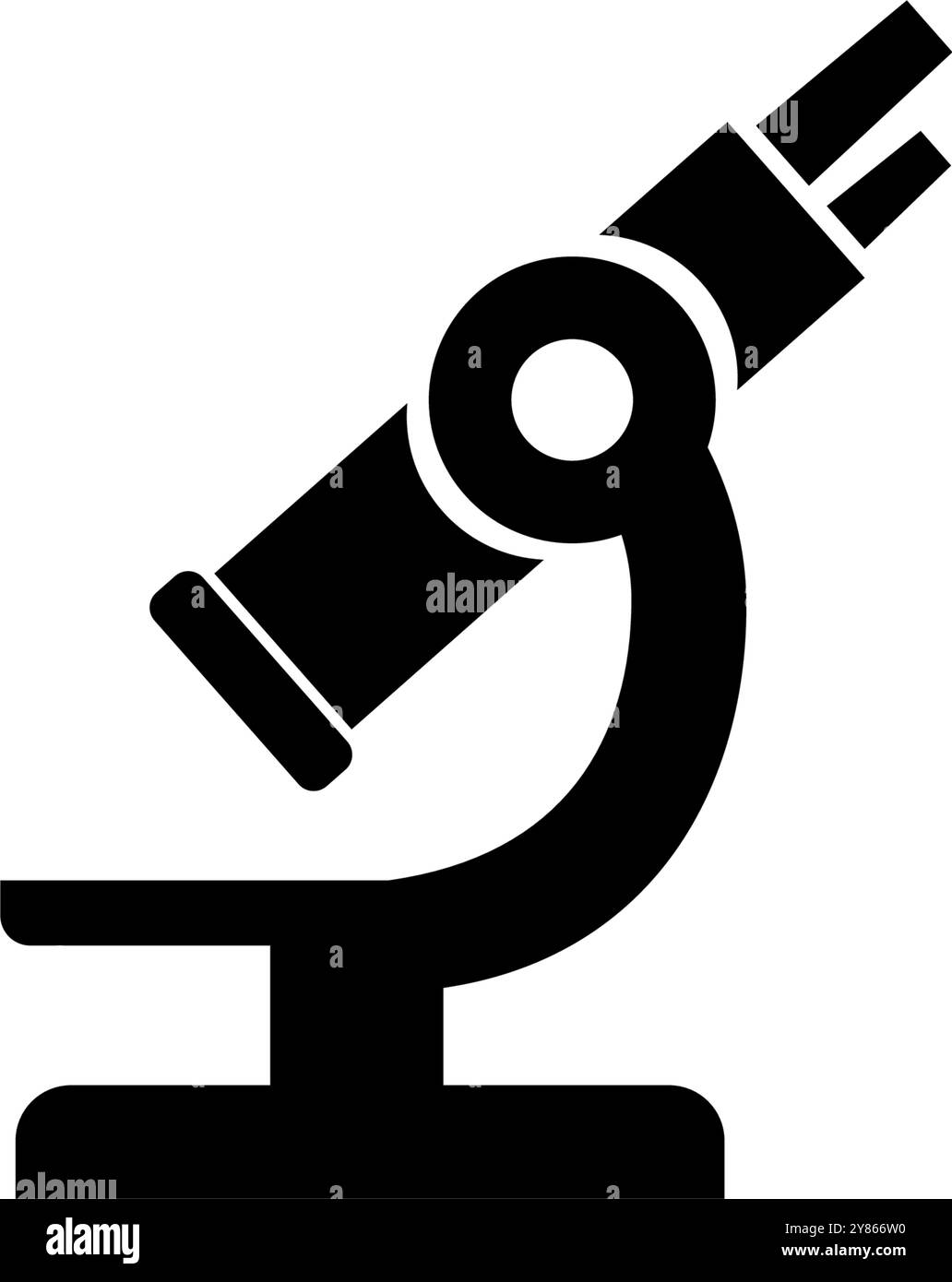 Silhouette nera di un microscopio, ideale per temi scientifici e di ricerca Illustrazione Vettoriale