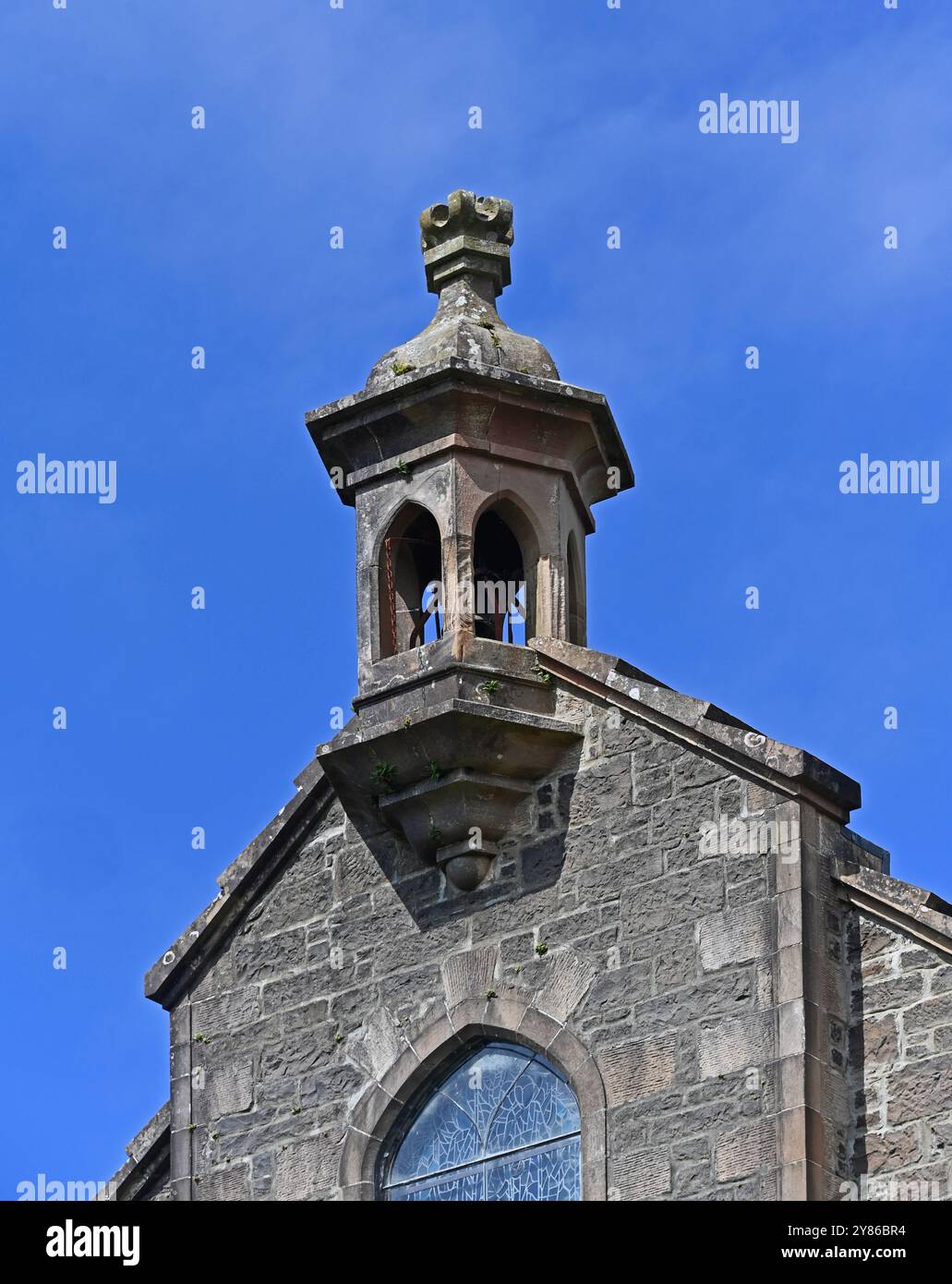 Belfry (dettaglio). Kilbrandon Church, Seil Island, Argyll and Bute, Scozia, Regno Unito, Europa. Foto Stock
