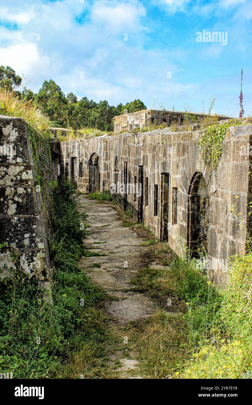 A guardia della costa: La storica batteria di artiglieria Bailadora ad Ares Foto Stock