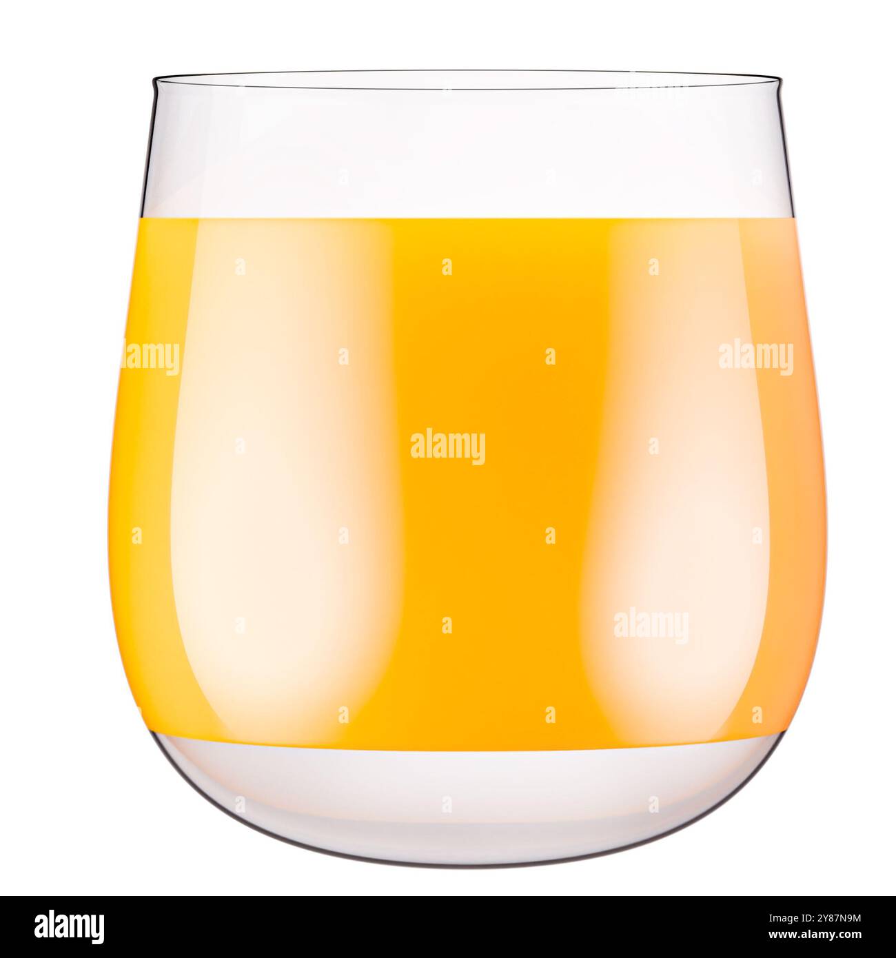 succo d'arancia in un bicchiere isolato su sfondo bianco. Tracciato di ritaglio. rendering 3d. Foto Stock