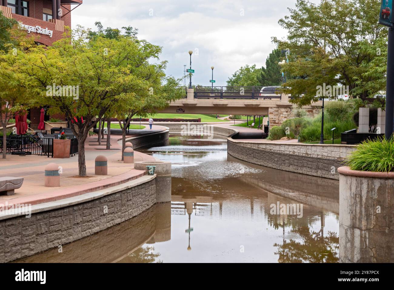 Pueblo, Colorado - il lungofiume di Pueblo nel cuore del centro. Foto Stock