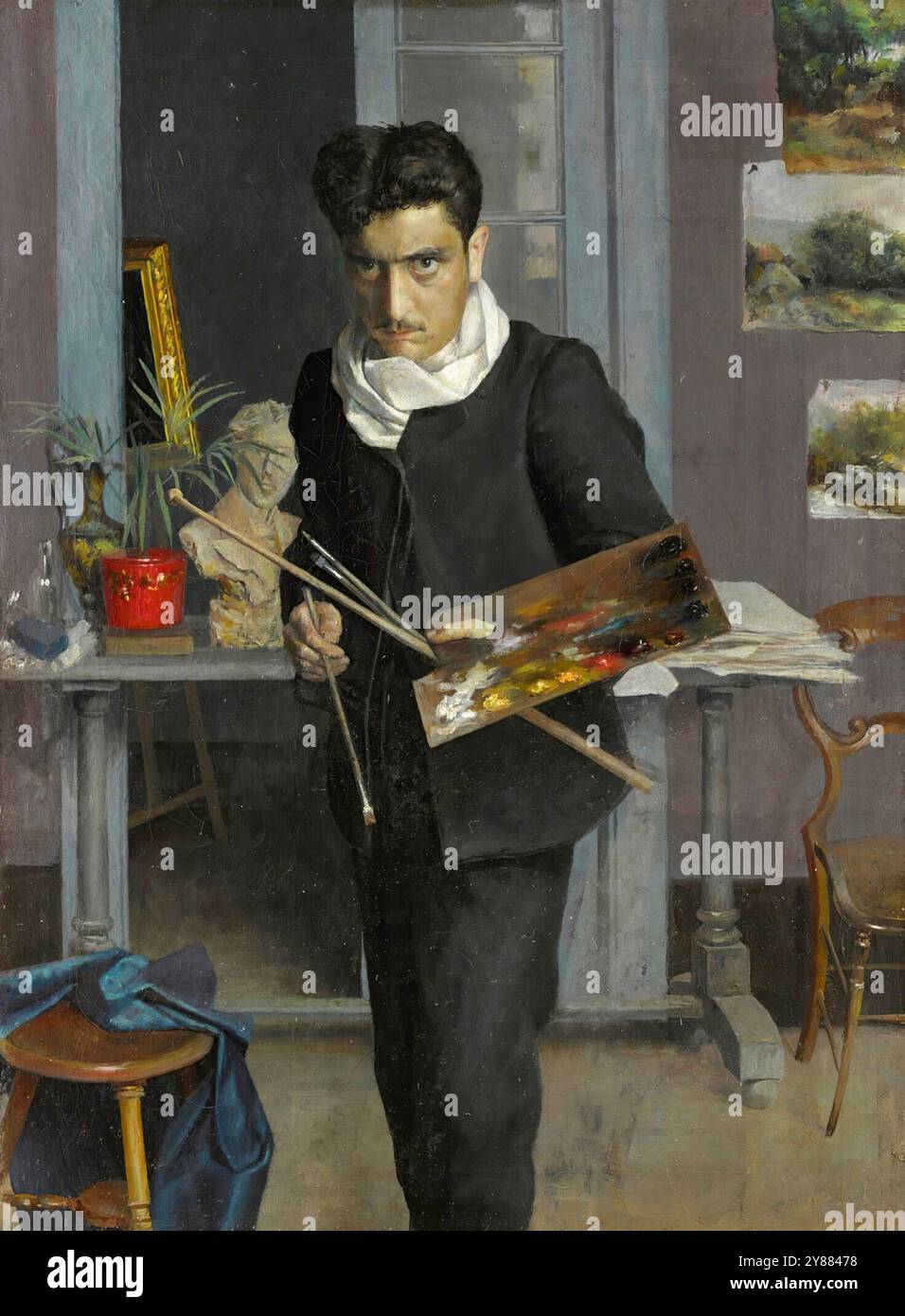 Julio Romero de Torres - Autoritratto dell'artista nel suo studio - 1898 Foto Stock