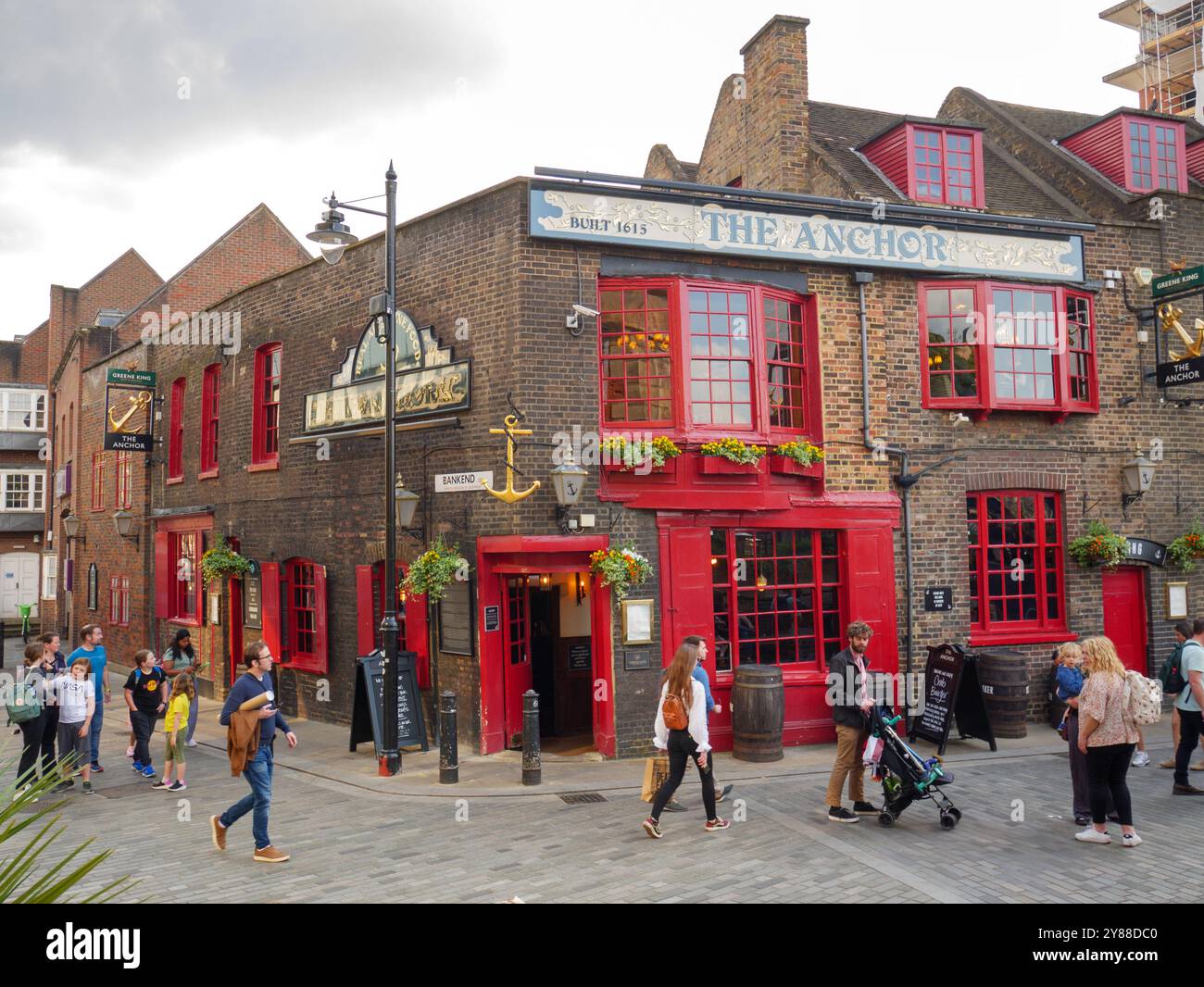 Lo storico pub Anchor, Bankside, Southwark, Londra, Regno Unito Foto Stock