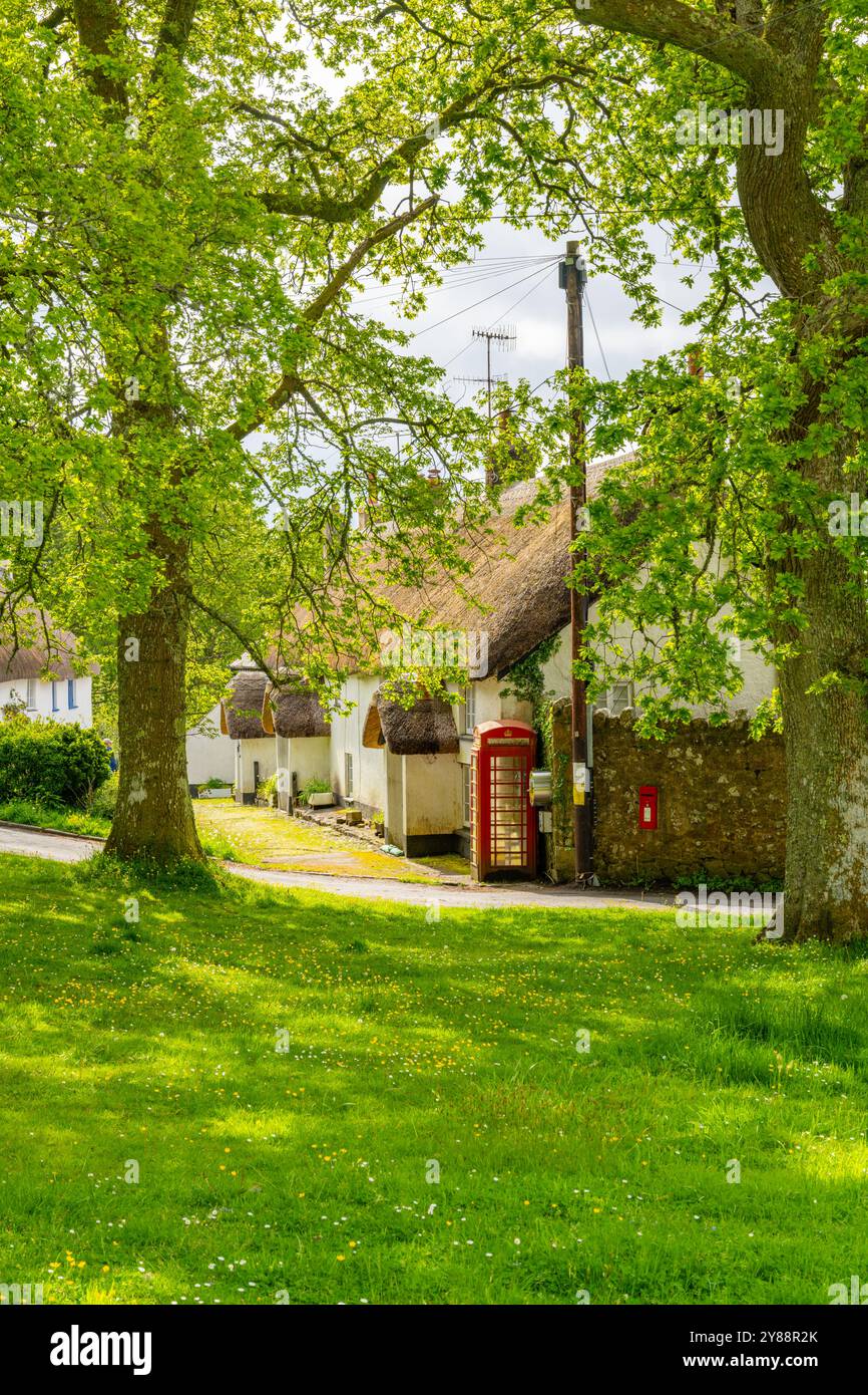 Il Village Green North Bovey Devon in una giornata di primavera assolata Foto Stock