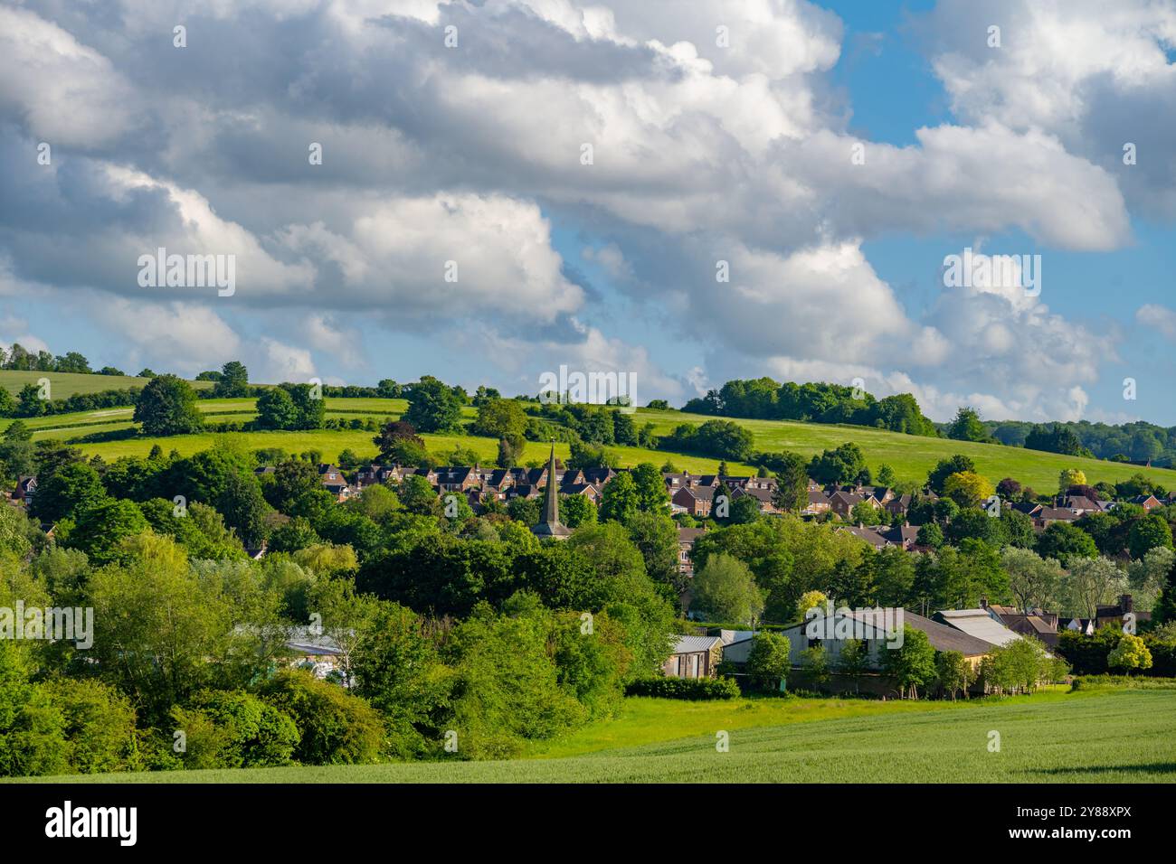 Guardando attraverso la Darent Valley verso Eynesford Kent Foto Stock